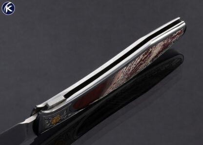 Scott Sawby Custom Knife Jasper Interframe Tern Selflock Engraved by Martin Butler with Gold Inlays - Image 6
