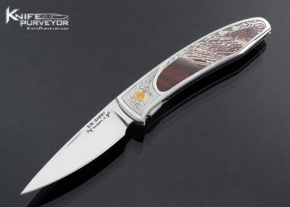 Scott Sawby Custom Knife Jasper Interframe Tern Selflock Engraved by Martin Butler with Gold Inlays 16902