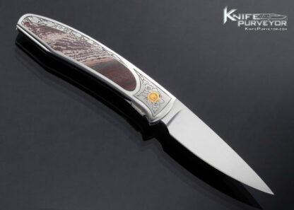 Scott Sawby Custom Knife Jasper Interframe Tern Selflock Engraved by Martin Butler with Gold Inlays - Image 4