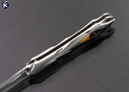 Elizabeth Loerchner Custom Knife Cloisonne and Fluted and Carved Steel Lockback - Image 6