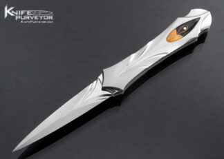 Elizabeth Loerchner Custom Knife Cloisonne and Fluted and Carved Steel Lockback 16903