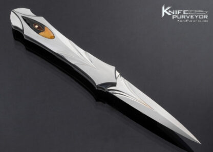 Elizabeth Loerchner Custom Knife Cloisonne and Fluted and Carved Steel Lockback - Image 4