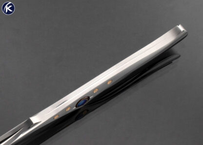 Elizabeth Loerchner Custom Knife Fluted Integral Fixed Blade with Cloisanne and 24Kt Gold Inlays - Image 5