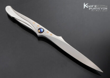 Elizabeth Loerchner Custom Knife Fluted Integral Fixed Blade with Cloisanne and 24Kt Gold Inlays - Image 3