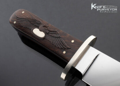 Buster Warenski Custom Knife Carved Rosewood and Nickel Silver Guard with Wood and Metal Scabbard - Image 4