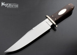 Buster Warenski Custom Knife Carved Rosewood and Nickel Silver Guard with Wood and Metal Scabbard 16892
