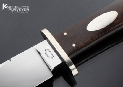 Buster Warenski Custom Knife Carved Rosewood and Nickel Silver Guard with Wood and Metal Scabbard - Image 2