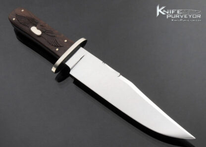 Buster Warenski Custom Knife Carved Rosewood and Nickel Silver Guard with Wood and Metal Scabbard - Image 3