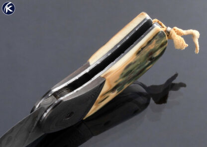 Philip Booth Custom Knife Damascus and Mammoth Button Release Automatic Minnow - Image 6