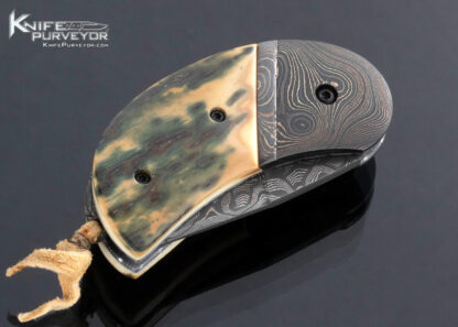 Philip Booth Custom Knife Damascus and Mammoth Button Release Automatic Minnow - Image 3