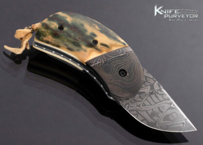 Philip Booth Custom Knife Damascus and Mammoth Button Release Automatic Minnow - Image 4