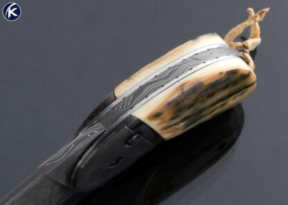 Philip Booth Custom Knife Damascus and Mammoth Button Release Automatic Minnow - Image 5