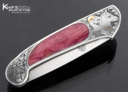 Steve Hoel Custom Knife Ron Smith Engraved Carnelian Interframe Lockback - Image 3