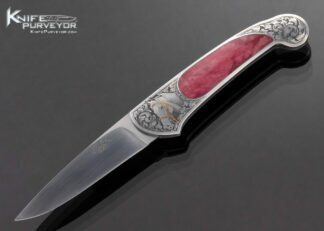 Steve Hoel Custom Knife Ron Smith Engraved Carnelian Interframe Lockback 16840
