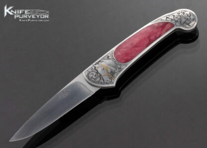 Steve Hoel Custom Knife Ron Smith Engraved Carnelian Interframe Lockback 16840