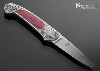 Steve Hoel Custom Knife Ron Smith Engraved Carnelian Interframe Lockback - Image 4