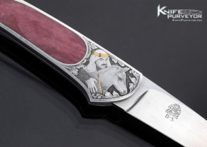 Steve Hoel Custom Knife Ron Smith Engraved Carnelian Interframe Lockback - Image 5