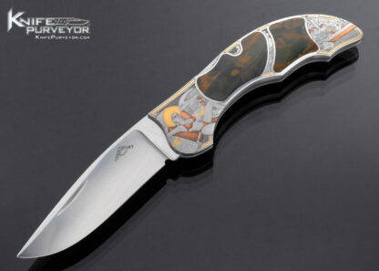 Warren Osborne Custom Knife Jon Robyn Engraved Jasper Double Interframe Lockback 16724