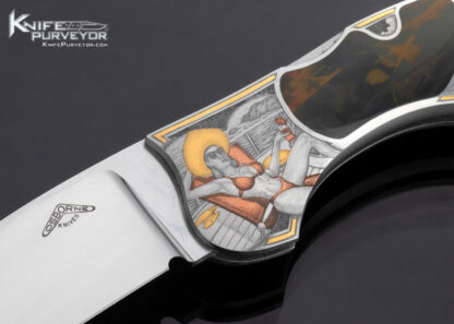 Warren Osborne Custom Knife Jon Robyn Engraved Jasper Double Interframe Lockback - Image 2