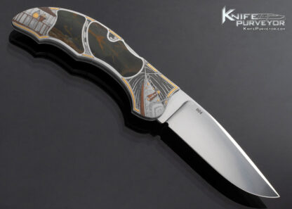 Warren Osborne Custom Knife Jon Robyn Engraved Jasper Double Interframe Lockback - Image 4