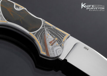 Warren Osborne Custom Knife Jon Robyn Engraved Jasper Double Interframe Lockback - Image 5