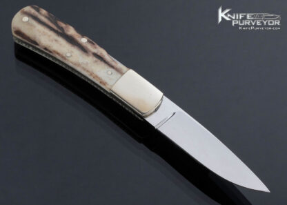 Harvey McBurnette Custom Knife Stag Lockback Folder - Image 2