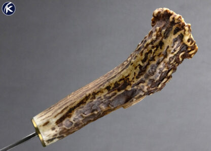 J.P. Miller Custom Knife Carved Stag Damascus Pizza Cutter - Image 5