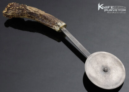 J.P. Miller Custom Knife Carved Stag Damascus Pizza Cutter - Image 3