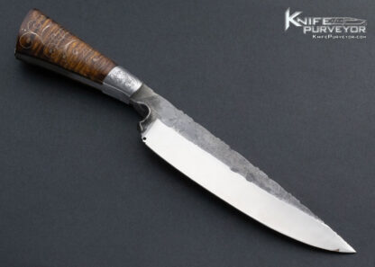 Joe Keeslar M.S. Custom Knife Engraved Hand Forged Fixed Blade with Silver Wire Inlaid Tiger Striped Maple Complete with Sheath - Image 3