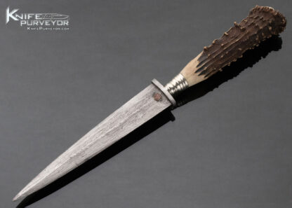 Paul Mueller Custom Knife Damascus and Popcorn Stag Dirk Circa mid-1930's 13929