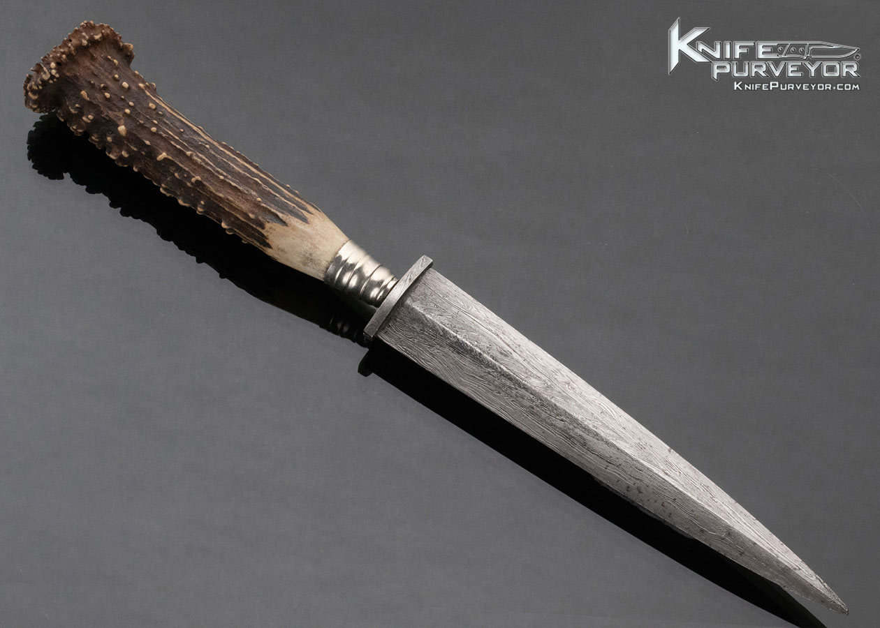 Paul Mueller Custom Knife Damascus and Popcorn Stag Dirk Circa mid-1930's - Image 3