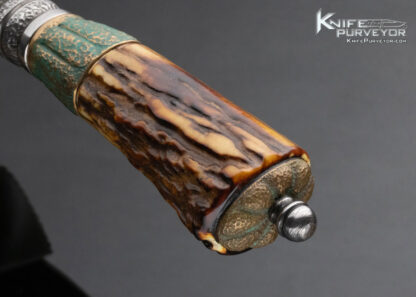 Stick Figure with L Signed Amber Stag Bowie With Sheath 13847