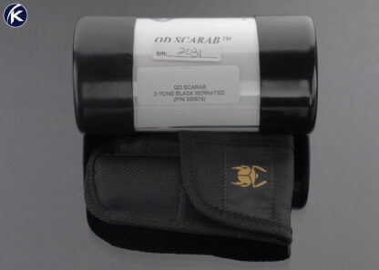 Microtech Custom Knife QD Scarab 2 Tone Blk Serrated w Tube 16741