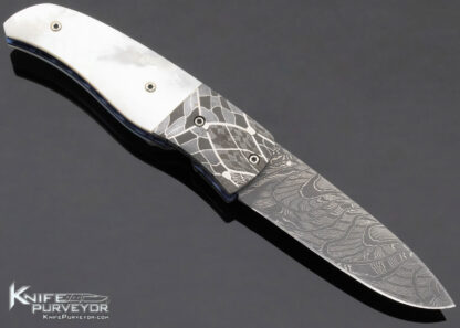 Sean-O'Hare-Custom-Knife-Mother-of-Pearl-Shell-and-Damascus—Linerlock-11451