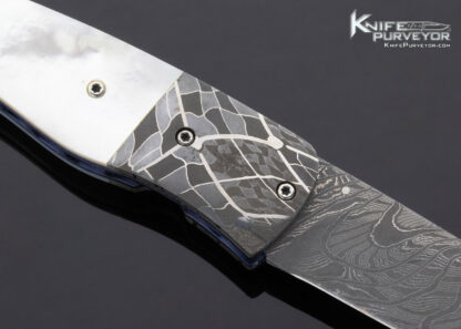 Sean-O'Hare-Custom-Knife-Mother-of-Pearl-Shell-and-Damascus—Linerlock-11451