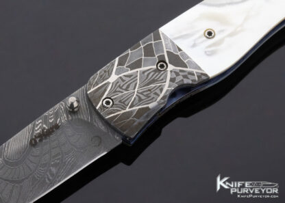 Sean-O'Hare-Custom-Knife-Mother-of-Pearl-Shell-and-Damascus—Linerlock-11451