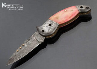 Crystal Craft Custom Knife Damascus and Pink Camel Bone Slip Joint 17006