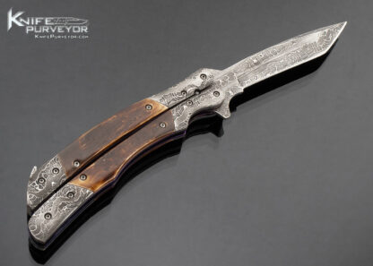Suchat Jangtanong Custom Knife Balisong Damascus and Mammoth Butterfly Flipper - Image 5