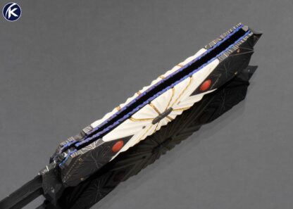 Mark Steinbrecher Custom Knife Double Linerlock Auto, Fluted Mammoth Ivory with Gold Wired Inlays - Image 6