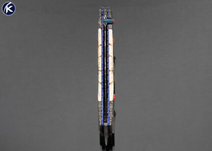 Mark Steinbrecher Custom Knife Double Linerlock Auto, Fluted Mammoth Ivory with Gold Wired Inlays 17032