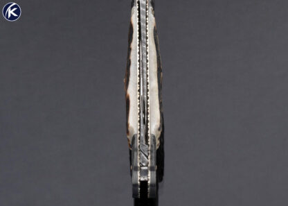 Kay Embretsen Custom Knife Bartenders Knife Sole Authorship Damascus and Stag with Corkscrew Half Stop Slip Joint 17060