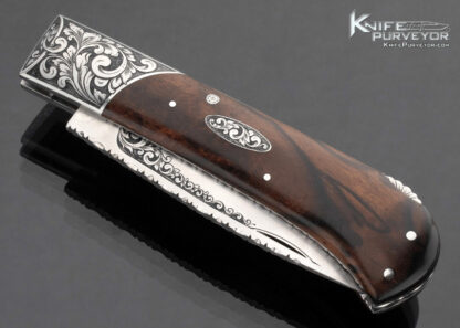 Barry Trindle Custom Knife Engraved Ironwood Lockback with Escutcheon #59 - Image 2