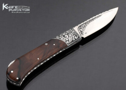 Barry Trindle Custom Knife Engraved Ironwood Lockback with Escutcheon #59 - Image 3