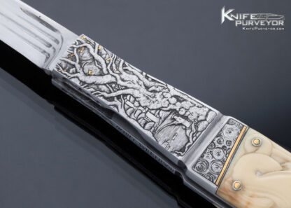 Dan Wilkerson Custom Knife Sole Authorship Carved Mammoth Slip Joint with Half Stop 15829