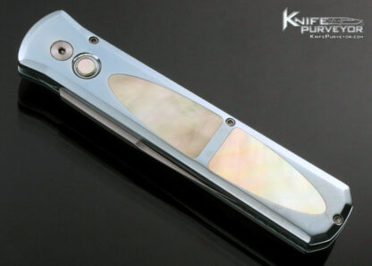Pro-Tech Knives Custom Knife W.R. Clark Ground South Sea Gold Lip Pearl Double Interframe Button Lock Automatic - Image 2