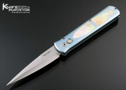Pro-Tech Knives Custom Knife W.R. Clark Ground South Sea Gold Lip Pearl Double Interframe Button Lock Automatic 17147