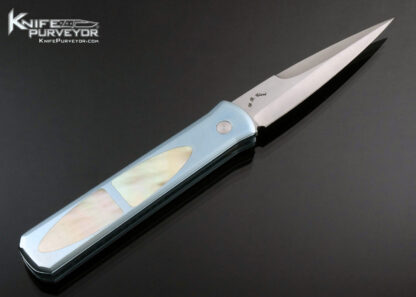 Pro-Tech Knives Custom Knife W.R. Clark Ground South Sea Gold Lip Pearl Double Interframe Button Lock Automatic - Image 3