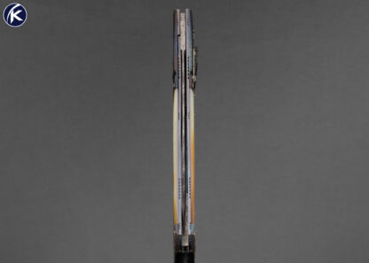 Steven Hill Custom Knife Fluted Gold Lip Pearl and Blued Damascus Automatic Linerlock 17146