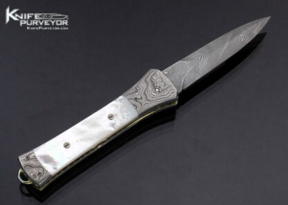 Jason Williams Custom Knife Mother of Pearl and Damascus Linerlock Dagger - Image 3