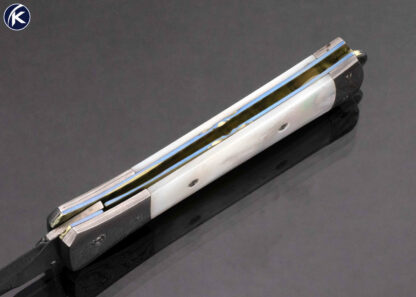 Jason Williams Custom Knife Mother of Pearl and Damascus Linerlock Dagger - Image 5